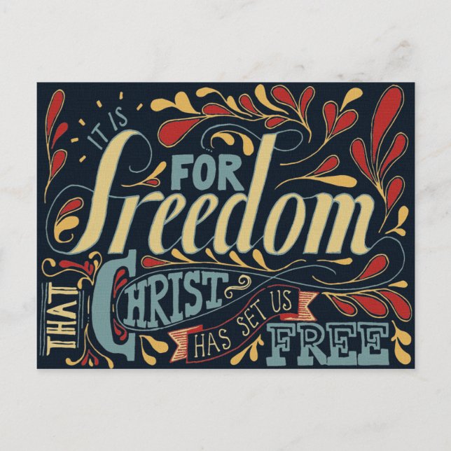 Freedom Typografy Artwork Postkarte (Vorderseite)