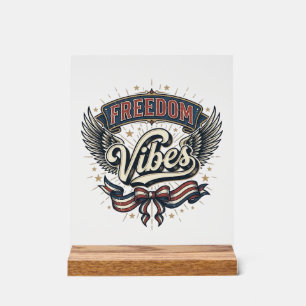 Freedom Vibes Vintage Patriotisches T-Shirt Design Acrylschild