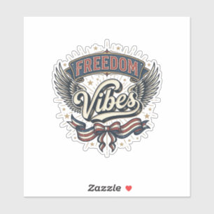 Freedom Vibes Vintage Patriotisches T-Shirt Design Aufkleber