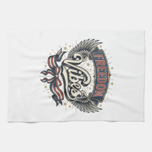 Freedom Vibes Vintage Patriotisches T-Shirt Design Geschirrtuch