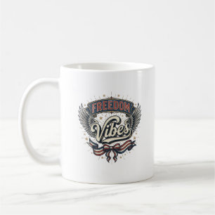 Freedom Vibes Vintage Patriotisches T-Shirt Design Kaffeetasse