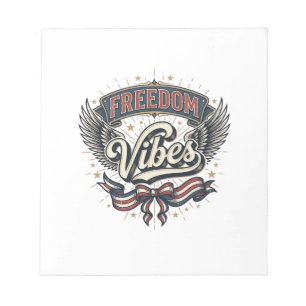Freedom Vibes Vintage Patriotisches T-Shirt Design Notizblock