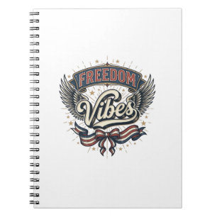 Freedom Vibes Vintage Patriotisches T-Shirt Design Notizblock