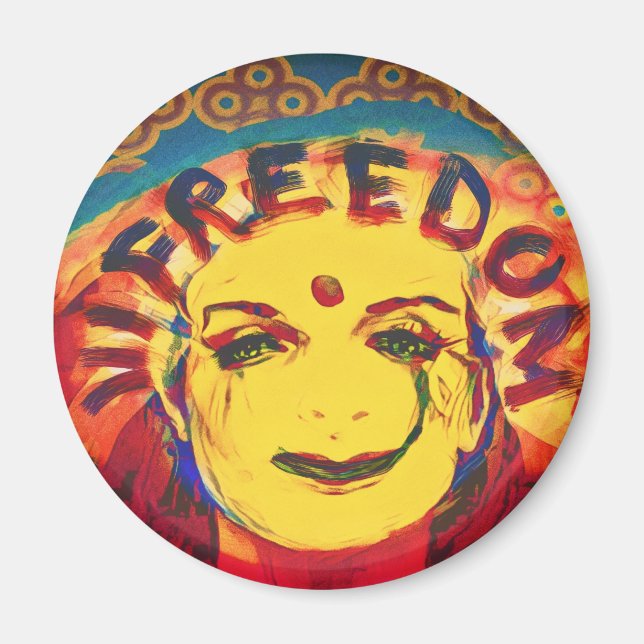 Freedom Yellow Smiley Magnet (Vorne)
