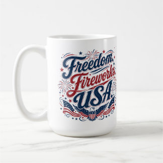 FreedomFireworksUSA – Vintage Patriotisch 4. Juli Kaffeetasse