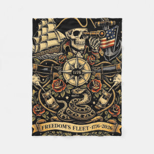 Freedom's Fleet 1776 Patriotische Freiheit Vintage Fleecedecke