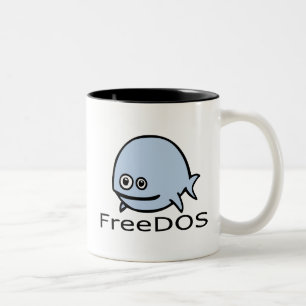 FreeDos Fische - Blau mit Namen Zweifarbige Tasse