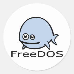 FreeDos Fish - Blau mit Namen Runder Aufkleber