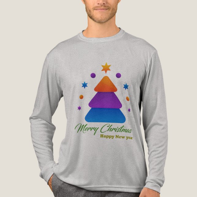 Freefit Merry Christmas Tree Bella+Canvas Tri-Blen Tri-Blend Shirt (Vorderseite)