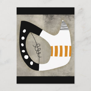 Freeform - Orange Schwarz und Weiß Postkarte