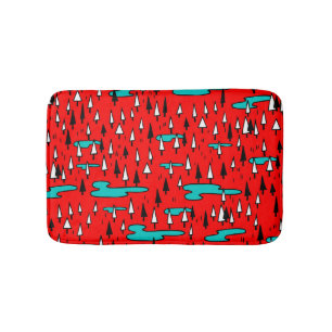 Freehand Bäume: skandinavisches Weihnachtsmuster. Badematte