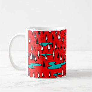 Freehand Bäume: skandinavisches Weihnachtsmuster. Kaffeetasse