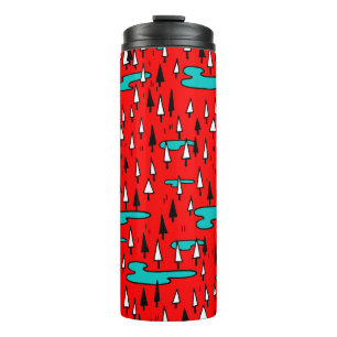 Freehand Bäume: skandinavisches Weihnachtsmuster. Thermosbecher