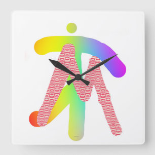 FREEHAND-MONOGRAMM QUADRATISCHE WANDUHR