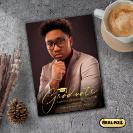 Freehand Script Front/Back Foto Abschluss Folieneinladung