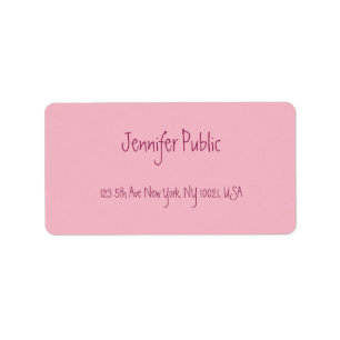 Freehand Script Text Elegante rosa Moderne Vorlage Adressaufkleber