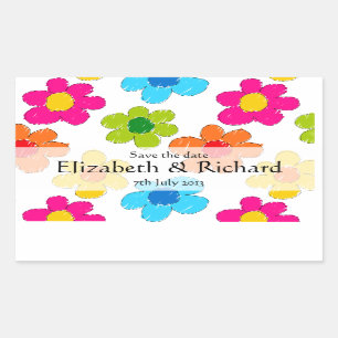 Freehand zeichnete Blume "Save the Date" Aufkleber