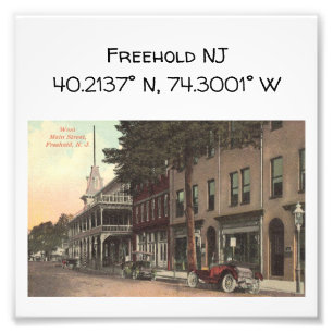 Freehold NJ Kartenkoordinate 1909 im Vintage-Stil Fotodruck