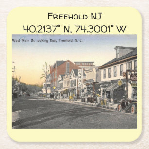 Freehold NJ Koordinaten im Vintage-Stil Rechteckiger Pappuntersetzer
