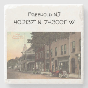 Freehold NJ Map Coordinate 1909 Vintag Style Steinuntersetzer