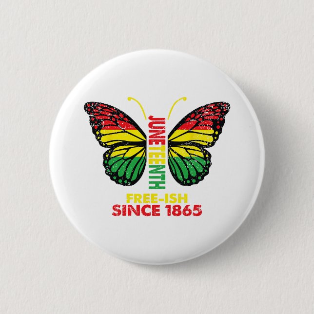 Freeish Seit 1865 Juneteenth Schmetterling Blm Sch Button (Vorderseite)