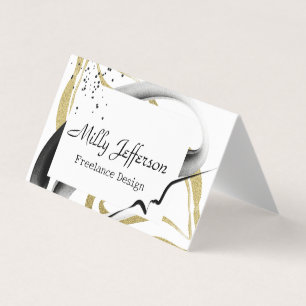 Freelance Design Abstrakt QR Code Gold Black Squas Visitenkarten