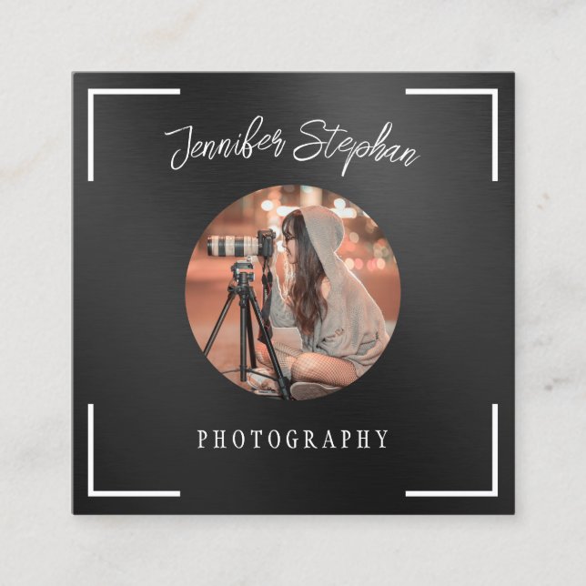 Freelance Fotograf Benutzerdefiniertes Foto QR Cod Quadratische Visitenkarte (Vorderseite)