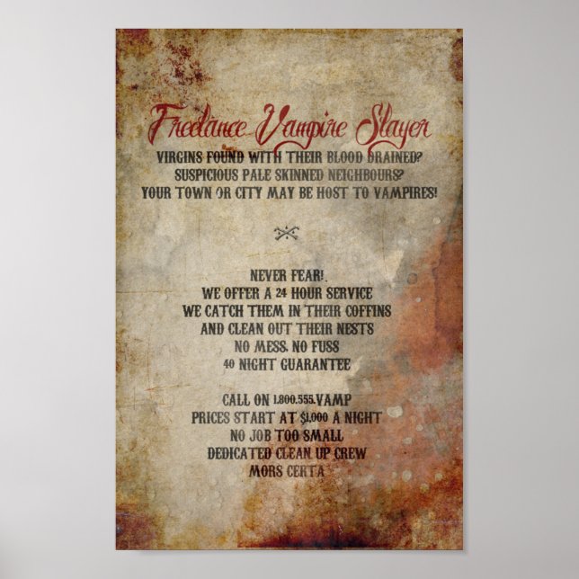 Freelance Vampire Slayer Poster (Vorne)
