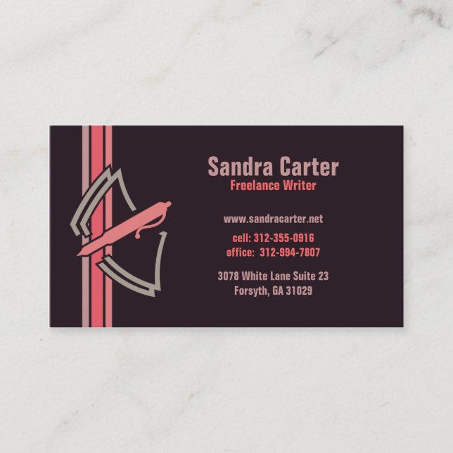 Freelance Writer Business Card Visitenkarte (Vorderseite)