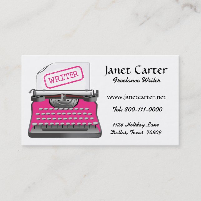 Freelance Writer Business Cards/Pink Cheetah Visitenkarte (Vorderseite)