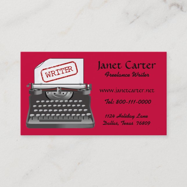 Freelance Writer Business Cards Visitenkarte (Vorderseite)
