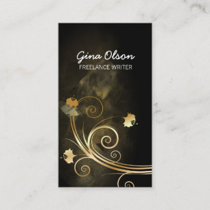 Freelance Writer Gold Floral Swirl Publishing Visitenkarte