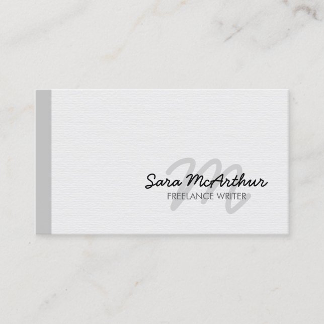 Freelance Writer Monogram Business Card Visitenkarte (Vorderseite)