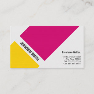 Freelance Writer - Simple Pink Yellow Visitenkarte