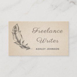 Freelance Writer Sketch Feather Modern Script Boho Visitenkarte