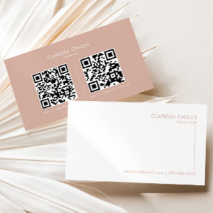 Freelancer Blush Minimalistischer Qr-Code Visitenkarte
