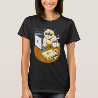 freelancer cat working from home pizza   coffee T-Shirt