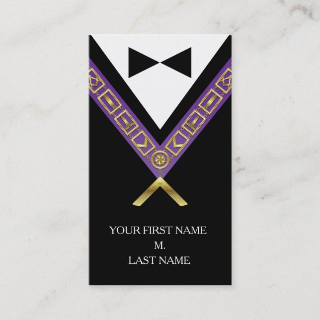 Freemason Business Cards - Freimaurerische Lila &  Visitenkarte (Vorderseite)