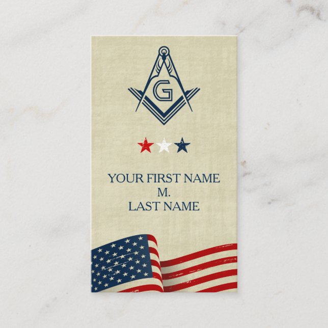 Freemason Business Cards | Old Glory American Flag Visitenkarte (Vorderseite)