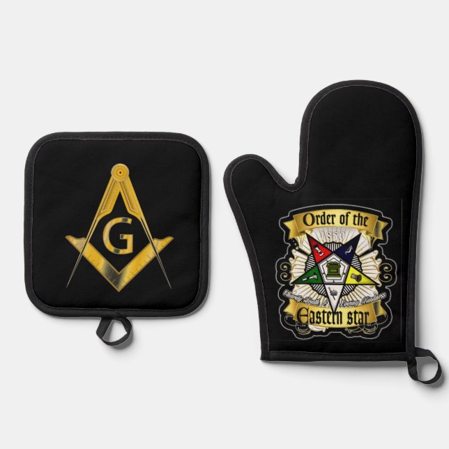 Freemason & Eastern Star Ofenhandschuh & Topflappen-Set (Vorderseite)