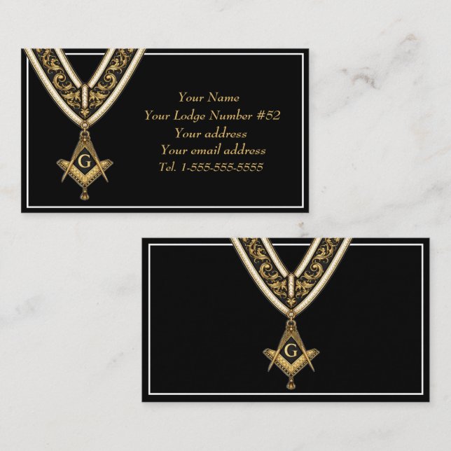 Freemason Freemasonry Symbol Masonic Black Gold Visitenkarte (Vorne/Hinten)