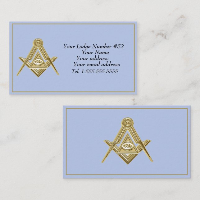 Freemason Freemasonry Symbol Masonic Blue Visitenkarte (Vorne/Hinten)