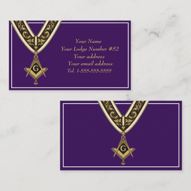 Freemason Freemasonry Symbol Masonic Purple Gold Visitenkarte (Vorne/Hinten)