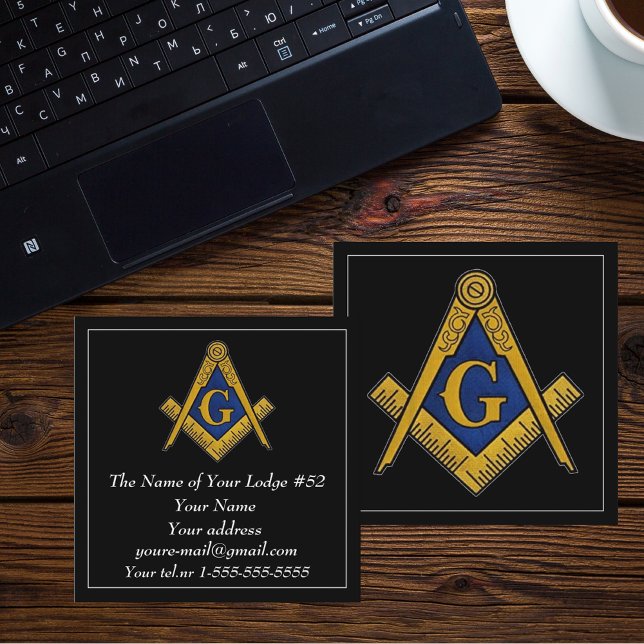 Freemason Masonic Black Blue Quadratische Visitenkarte (Von Creator hochgeladen)