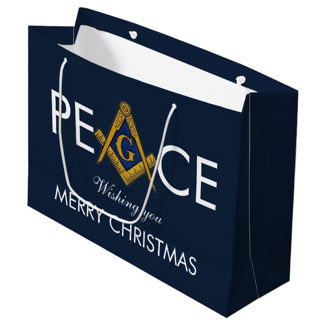 Freemason Masonic Mason Freemason Weihnachten Große Geschenktüte (Vorderseite Schrägansicht)