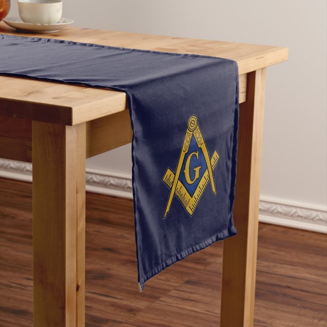 Freemason Masonic Masonry Square und Compass Großer Tischläufer (Beispiel)