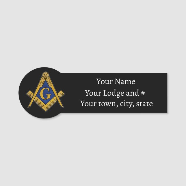 Freemason Masonic Masonry Square und Compass Namensschild (Vorderseite)
