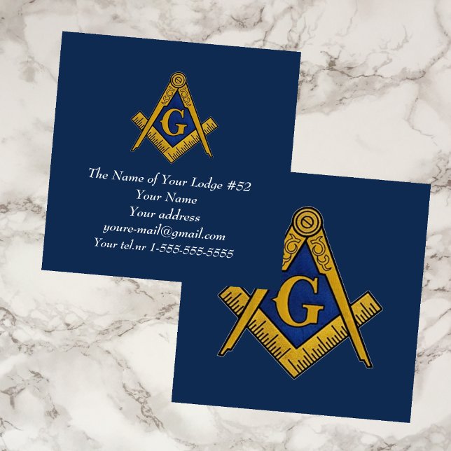 Freemason Masonic Mauerry Navy Blue Quadratische Visitenkarte (Von Creator hochgeladen)