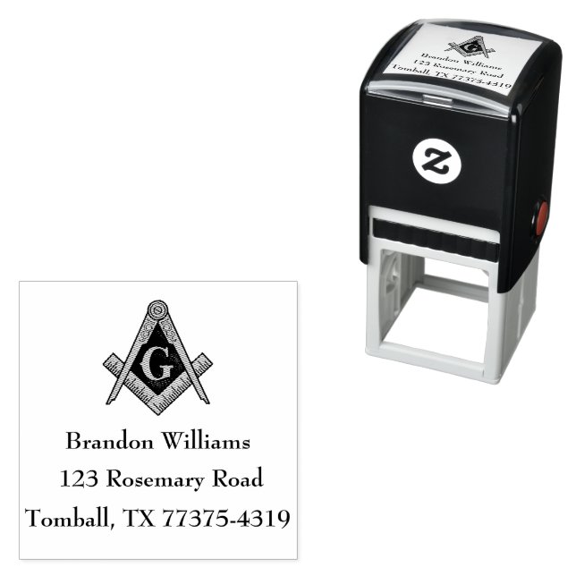 Freemason Masonic Square und Compass Permastempel (Beispiel)