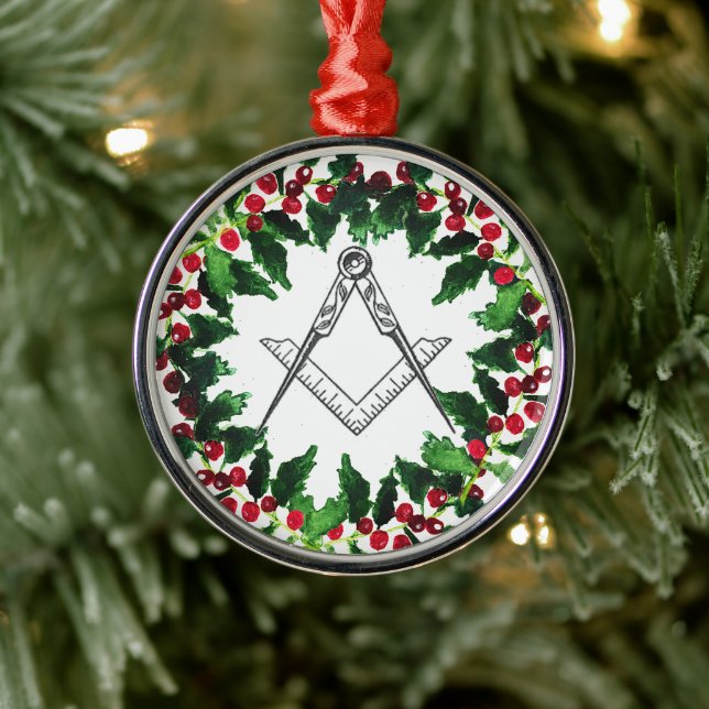 Freemason Masonic Weihnachtskranz Rustikal Ornament Aus Metall (Baum)